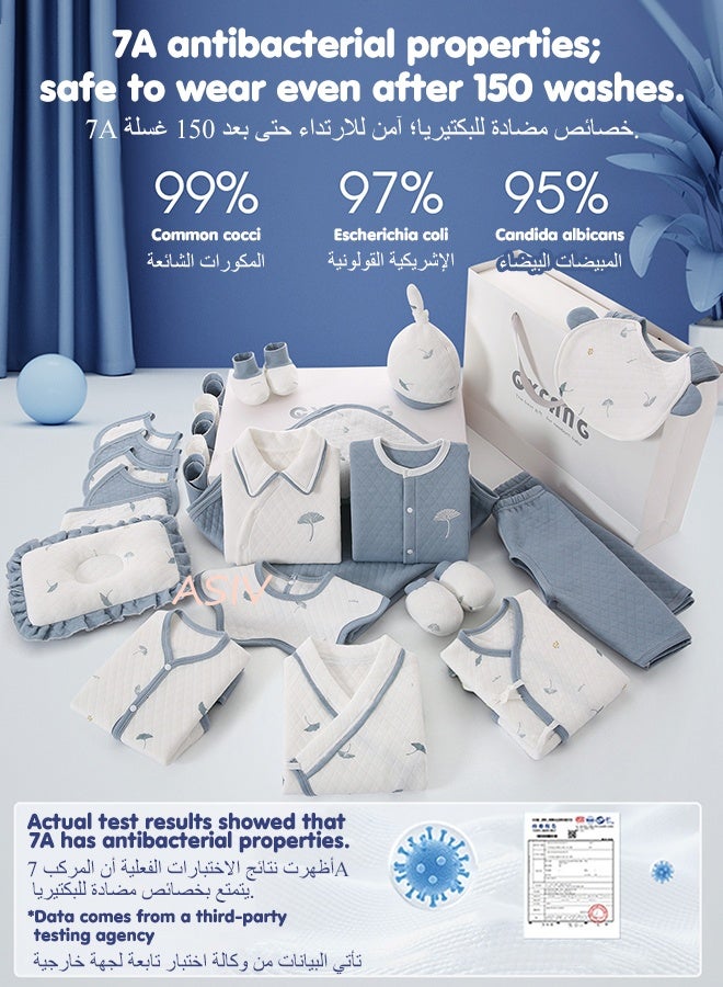 ASIV Newborn Gift Set 28-Piece Unisex Baby Essentials for All Seasons 100% Cotton Infant Clothing Set (0-6 Months) Gift Box with Tote Bag - Image 5